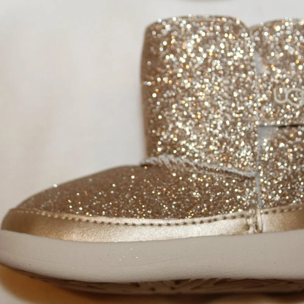 NIB UGG‎ INFANT KEELAN GLITTER GOLD SHEARLING LINED BOOTS